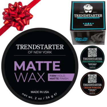 Imagem de TRENDSTARTER Cera mate tamanho de viagem de 60 ml com fibra espessante gratuita (7,1 g) e amostras de pomada de creme (7,1 g) – caixa de presente incluída – Conjunto de pomada para presente