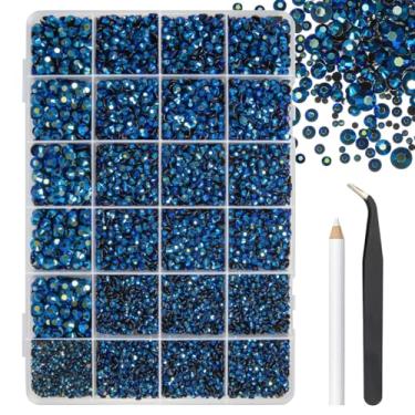 Imagem de 2 mm, 3 mm, 4 mm, 5 mm, 6 mm, tinta, azul, geléia, resina, flatback, strass, para artesanato, pedras planas, diamantes, pingentes para unhas, copos, garrafas, artesanato, sapatos, telefones, graduação
