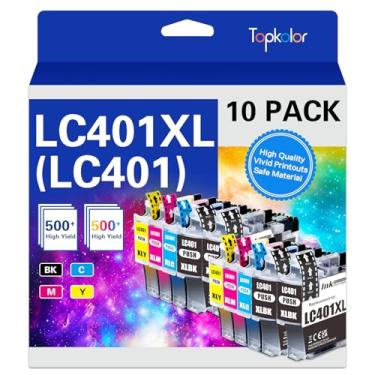Imagem de Topkolor Cartuchos de tinta LC401XL para impressora Brother compatíveis com cartuchos de tinta Brother LC401 MFC-J1010DW Funciona com impressora MFC-J1010DW MFC-J1170DW MFC-J1012DW MFC-J1800DW MFC