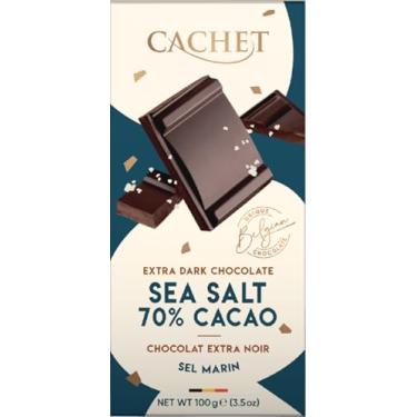 Imagem de Cachet Chocolate Extra Escuro com Sal Marinho, 70% Cacau, Tablete 100g (3.5oz), Chocolat Extra Noir Sel Marin