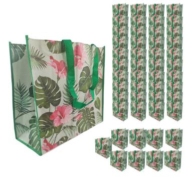 Imagem de Bolsa Ecologica Ecobag Sacola Ombro 50 Unidades Retornavel Mercado Dobravel Compras Reutilizavel