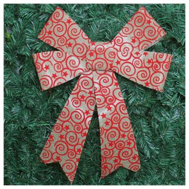 Imagem de Kit 8 Enfeite árvore Natal Laço Arabesco Com Veludo 42 Cm