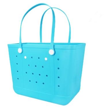 Imagem de Urvczza Bolsa de praia de borracha, bolsa feminina à prova d'água, para viagens, piscinas e academias, Azul, X-Large, Bolsa de praia à prova d'água