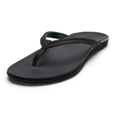 Imagem de OLUKAI Ho'opio Malua Sandálias femininas adequadas à água, chinelos para praia e todos os dias, suporte de arco e ajuste confortável, Pedra vulcânica/pedra vulcânica, 34