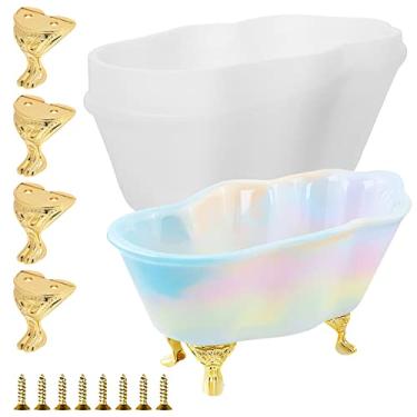 Imagem de Silicone Bathtub Resin Molds Jewelry Resin Casting Molds, Bathtub Epoxy Casting Molds with Bathtub Support Legs and Screws Silicone Storage Box for Keychain, Jewelry, Candy