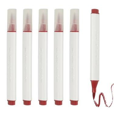 Imagem de PATIKIL Caneta de aquarela de arte, 6 peças, caneta de aquarela triangular de ponta macia para escritório, artesanato, álbuns, escrita, diário, desenho, caligrafia, vermelho escuro