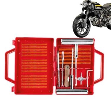 Imagem de Shakven Kit de reparo de pneus,Kit de reparo de furos em pneus furados - Ferramentas profissionais de reparo de pneus para consertar furos - Conjunto de ferramentas de reparo de pneus resistentes para