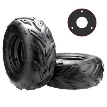 Imagem de ELANER Rodas quadriciclo 16x8-7, pneus sem câmara 16x8-7 para Kazuma Quad ATV Go Kart UTV 150CC pneus off-road 3 furos conjunto de 2