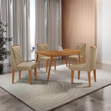 Imagem de Mesa De Jantar Copper 120cm Tampo Mdf 4 Cadeiras Moderna Turim 07/naturalle/naturalle