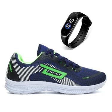 Imagem de Tenis Masculino Esportivo Leve Confortavel Corrida Crossfit + Relógio (AZL/VER, BR, Adulto, Numérico, 42)