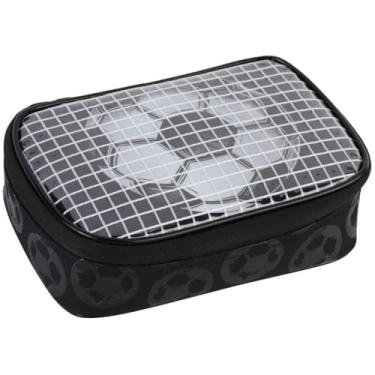 Imagem de Estojo Box Esportivo, Design de Futebol, Compartimento P/ 100 Lápis, Zíper Reforçado, Organizador para Material Escolar, P/Meninos Crianças Infantil (Estojo Escolar Futebol)