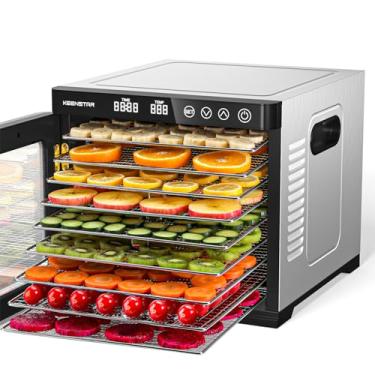 Imagem de KEENSTAR - Máquina desidratadora de alimentos, 9 bandejas de aço inoxidável com temporizador digital ajustável e controlo de temperatura, espaço de secagem de 8,7 polegadas, máquina de secar para