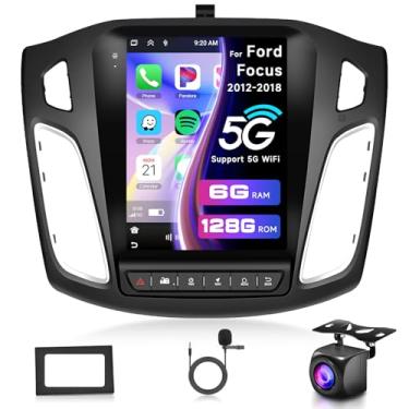 Imagem de Rádio automotivo estéreo Android 8 Core 6+128G para Ford Focus 2012-2018 sem fio Carplay Android Auto, unidade de cabeça de tela sensível ao toque de 9,7 polegadas com espelho Link WiFi FM/RDS EQ
