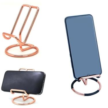 Imagem de Mizi Suporte de celular para mesa – suporte de celular de metal compatível com iPhone, iPad, Switch e todos os smartphones – suporte de exibição bonito e elegante – ouro rosa