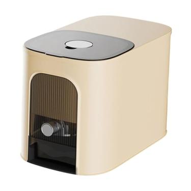 Imagem de Fenteer Distribuidor de arroz hermético Balde de arroz Recipiente de armazenamento de arroz Recipiente de grãos portátil para armário doméstico Restaurante, Bege 10kg