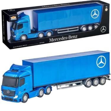 Imagem de Caminhão Baú Mercedes Crianças Rodas Livres Porta Baú Colecionável Bri