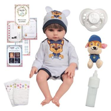 Imagem de Bebê Reborn Masculino 46cm Patrulha Canina Com Acessórios - Cegonha Re
