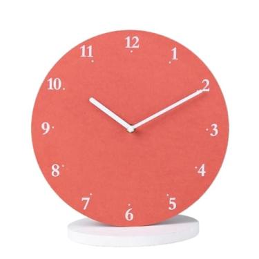 Imagem de Relógio de parede Relógio de parede com painel colorido, estilo nórdico minimalista, funcionamento silencioso e alimentado por bateria para decoração de casa(Red)