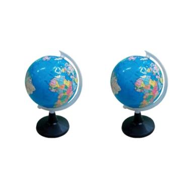 Imagem de Kit 2 Mini Globo Terrestre Político Mapa Mundi 10,5cm Colorido Preto