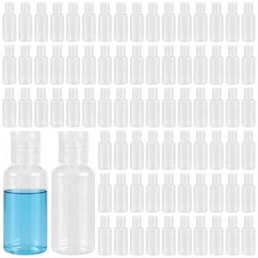 Imagem de MUKLEI 200 frascos de viagem de 30 ml com tampa flip, recipientes vazios transparentes para viagem, pequenos frascos de plástico recarregáveis para xampu líquido loção creme