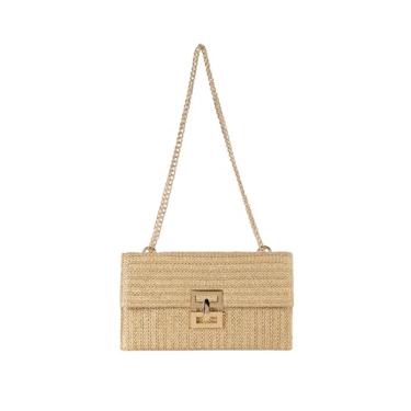 Imagem de Bolsas de ombro femininas de palha de tecido clutch bolsas de férias de verão, Caqui, one_size, Bolsas de ombro femininas de palha de tecido clutch bolsas de férias de verão