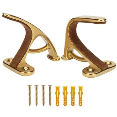 Imagem de KIMIWISE Suporte de parede com suporte de parede de feltro horizontal de metal resistente para segurança de armazenamento de rifles e espingardas, 1 par (ouro)