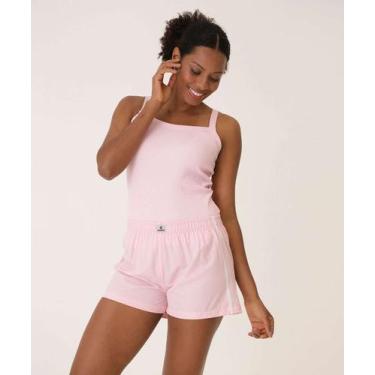 Imagem de Pijama Feminino Canelado Alças Finas Delrio-96022, Rosa, M
