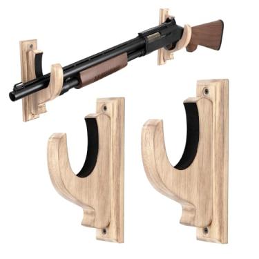 Imagem de Little World Suporte de parede de 2 peças de suporte de arma - Suporte de parede vertical para armas, ganchos para exibição universal para rifles, espingardas, arcos e espadas