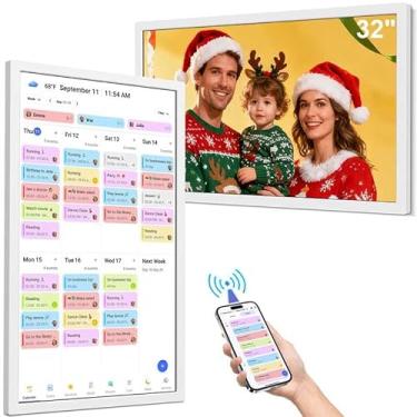 Imagem de BQQJDD Calendário digital inteligente de 81 cm – calendário eletrônico de parede, tela sensível ao toque Full HD IPS 1920 x 1080, tabela eletrônica de tarefas para planejamento semanal/mensal da