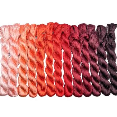 Imagem de RUSHIGUAN 100% pura natureza amoreira fio de seda acessório de joias flores artificiais ponto cruz bordado fio diy kits de costura 13 cores gradientes 110 m cada (3)