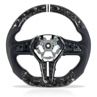Imagem de Volante de carro para Infiniti q50 q60 volante de fibra de carbono 2017 2018 2019 2020 2021 2022 2023 2024 (fibra de carbono forjada prata + couro perfurado)