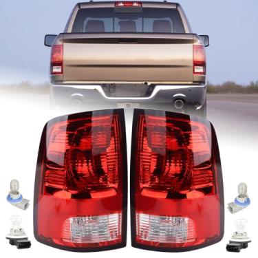 Imagem de KAMDKI Um par de luzes traseiras de halogêneo adequado para Dodge Ram 1500 2500 3500 2009-2018 Faróis traseiros de captador luz traseira esquerda e direita do lado do passageiro com lâmpadas