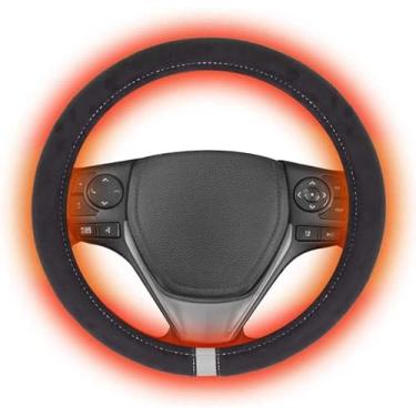 Imagem de Capinha de Volante Aquecida 12V para Carro Aquecedor Mãos Universal Adequado a Maioria dos Veículos Aquecimento Rápido Confortável e Macio Pelúcia Acessório Dirigir no Inverno