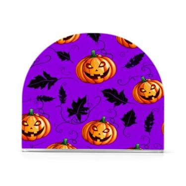 Imagem de Wassud Porta-guardanapos de acrílico assustador abóboras de Halloween moderno dispensador de guardanapos de papel em forma de U para mesa, cozinha, sala de jantar, bancada 1 peça (comporta 50-60