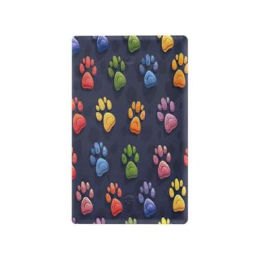 Imagem de Wassud Placa decorativa para tomada de luz, placa de parede para tomadas elétricas, patas de cachorro, arco-íris, capas de tomada