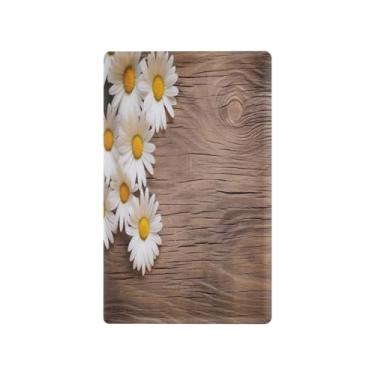 Imagem de Wassud Capa decorativa para interruptor de luz, placa de parede para tomadas elétricas, folhas de margarida em branco 11 x 6 cm