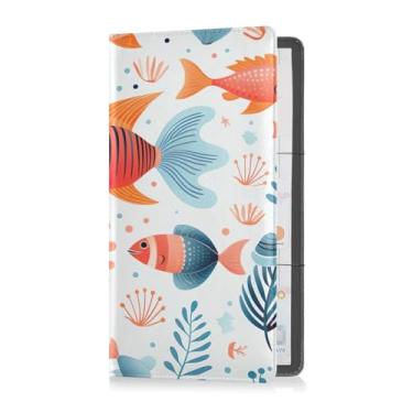 Imagem de Kigai Beautiful Little Fish Porta-cartão de registro de carro e seguro - Para caixa de luvas de caminhão automotivo organizador de documentos capa carteira de couro PU premium
