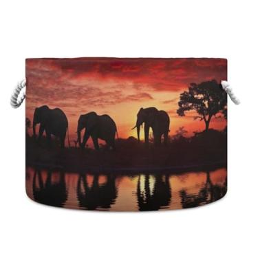 Imagem de WELLDAY Cesta de corda de algodão Elefantes Cesta de lavanderia de bebê para sala de estar, lavanderia, berçário, travesseiros, decoração de casa