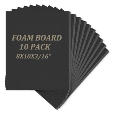 Imagem de Mat Board Center, pacote com 10 placas de espuma sem ácido, placas de espuma preta de 20,3 x 25,4 cm, 3/40.6 cm de espessura