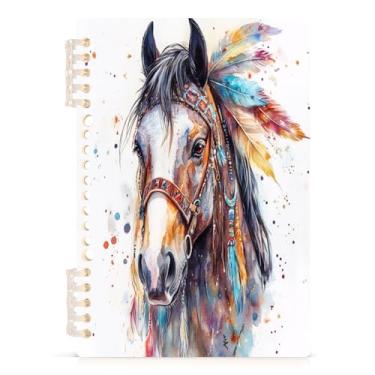 Imagem de Burbuja Caderno de cavalos étnicos, papel pautado universitário A5 com 60 folhas, caderno de anotações para diário, escritório, 1 pacote