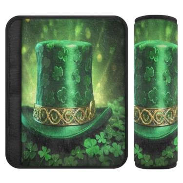Imagem de Burbuja Capa para cinto de segurança de carro St. Patrick Hat Protetor de cinto de segurança de carro macio confortável para alça de ombro de assento de carro, 1 par médio
