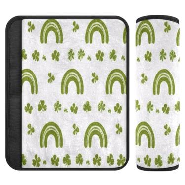Imagem de Burbuja Capa para cinto de segurança de carro St. Patrick Rainbow Clover Protetor de cinto de segurança de carro macio confortável para alça de ombro de assento de carro, 1 par médio