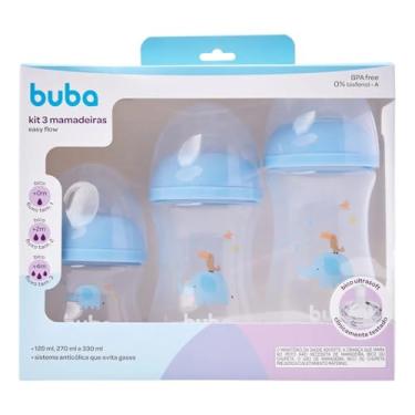 Imagem de Buba, Kit 3 Mamadeiras Easy Flow Elefante Azul 120/270/330ml