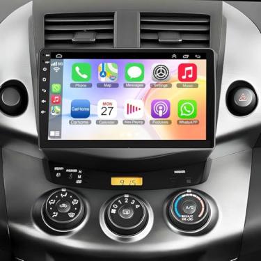 Imagem de Rádio automotivo de 8 núcleos 6 GB + 128 GB para Toyota RAV4 2007-2012, tela sensível ao toque QLED de 9 polegadas, estéreo veicular com Carplay e Android Auto, WiFi, navegação GPS, Bluetooth 5.0