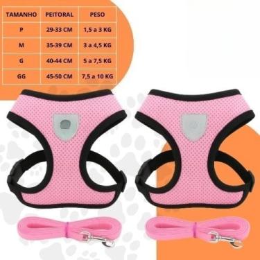 Imagem de Coleira Peitoral Ajustável para Cachorro e Gato com Guia – Peitoral Respirável Refletivo, Confortável e Seguro, Material Poliéster para Passeio(2 unidades - Rosa,P)