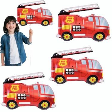 Imagem de 3PCS Fire Engine Foil Balloons 31.5″ × 34.25″,Easy Inflate,Air or Helium, Ideal for Kids’ Birthdays & Themed Events.