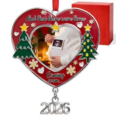 Imagem de VoziSpace Moldura de Natal personalizada de ultrassom 2025 para árvore de Natal - Presentes de moldura de ultrassom para anúncio de gravidez - Enfeite de bebê 2026 para mamãe, papai e avós