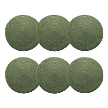 Imagem de Cj 6 Lugares Americanos de Plástico Redondo Fresno Espiral Verde 38cm Lyor