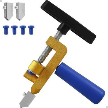Imagem de Riscador Vidro Azulejo Manual 2 Em 1 Kit Lâminas Extras