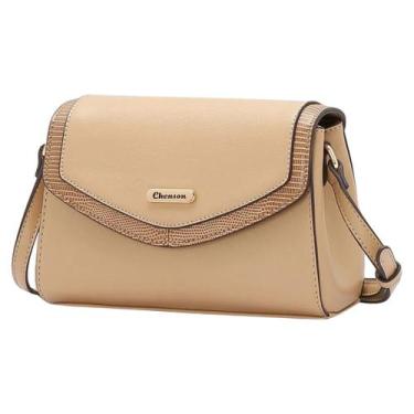 Imagem de Bolsa Feminina Croco Ajustável Magnética Elegante Chenson, Bege, UN